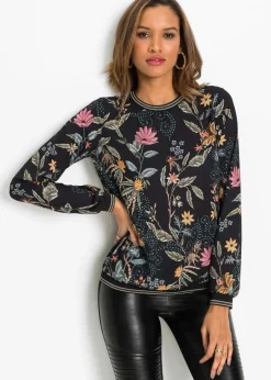 bonprix Bekleidung·Jacken & Mäntel|Blusen & Tuniken^Blusenshirt schwarz floral