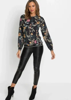 bonprix Bekleidung·Jacken & Mäntel|Blusen & Tuniken^Blusenshirt schwarz floral