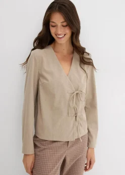 bonprix Blusen & Tuniken^Blusenshirt aus feinem Cord beige