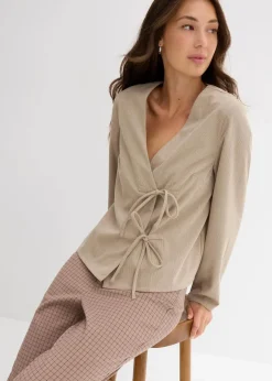 bonprix Blusen & Tuniken^Blusenshirt aus feinem Cord beige