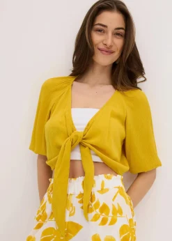 bonprix Bekleidung·Jacken & Mäntel|Blusen & Tuniken^Blusenshirt aus fließender Viskose lemoncurry