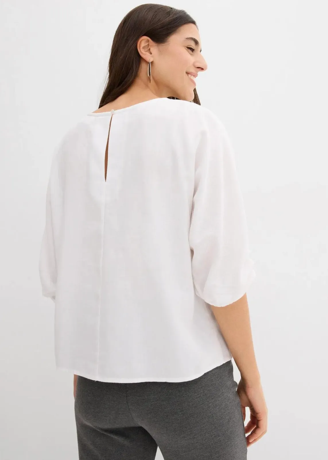 bonprix Bekleidung·Jacken & Mäntel|Blusen & Tuniken^Blusenshirt aus reiner Baumwolle weiß
