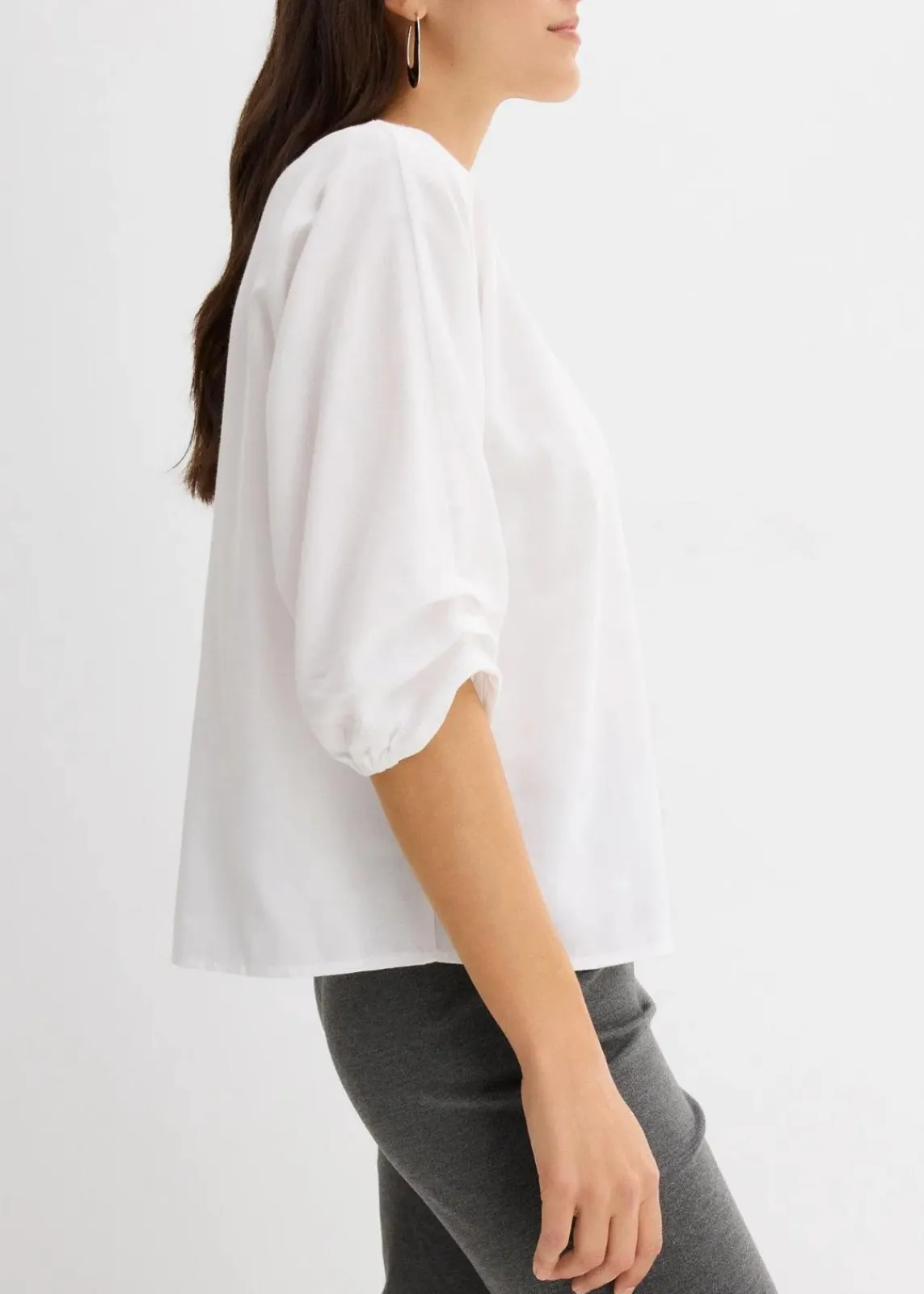bonprix Bekleidung·Jacken & Mäntel|Blusen & Tuniken^Blusenshirt aus reiner Baumwolle weiß