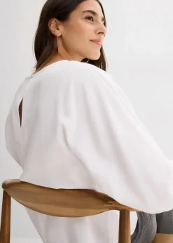 bonprix Bekleidung·Jacken & Mäntel|Blusen & Tuniken^Blusenshirt aus reiner Baumwolle weiß