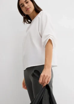 bonprix Bekleidung·Jacken & Mäntel|Blusen & Tuniken^Blusenshirt aus reiner Baumwolle weiß