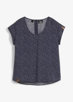 bonprix Nachhaltigere Materialien|Blusen & Tuniken^Blusenshirt aus softem Viskose-Mix dunkelblau/weiß gepunktet