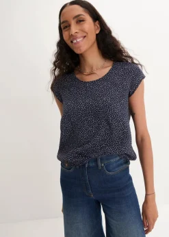 bonprix Nachhaltigere Materialien|Blusen & Tuniken^Blusenshirt aus softem Viskose-Mix dunkelblau/weiß gepunktet