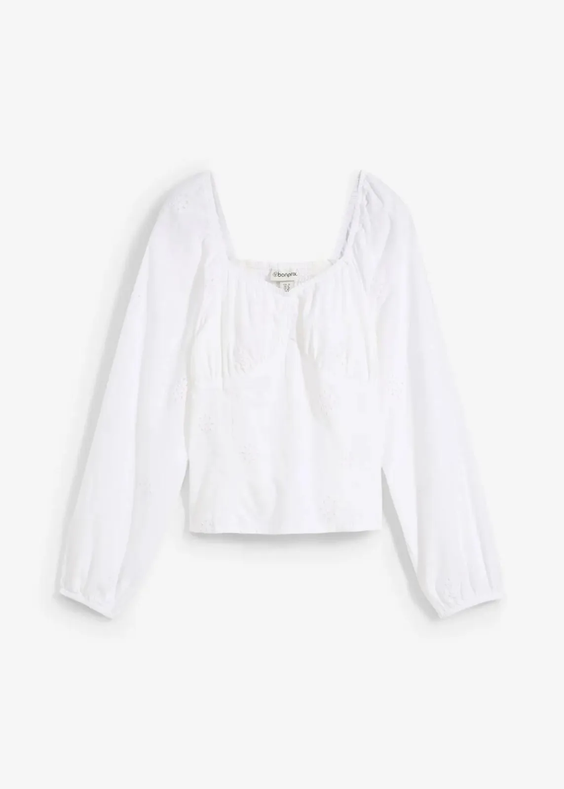 bonprix Blusen & Tuniken^Blusenshirt mit Lochstickerei aus reiner Baumwolle weiß
