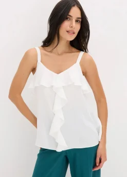 bonprix Bekleidung·Jacken & Mäntel|Blusen & Tuniken^Blusentop wollweiß
