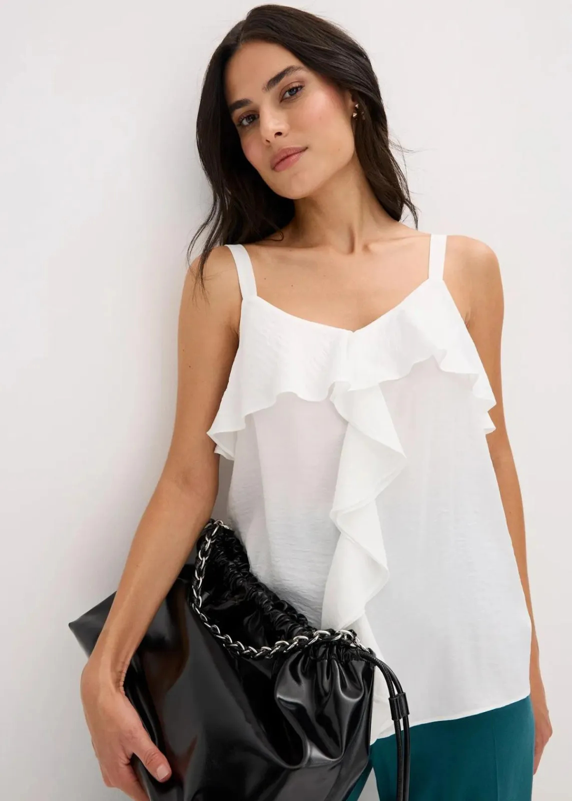bonprix Bekleidung·Jacken & Mäntel|Blusen & Tuniken^Blusentop wollweiß