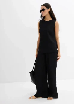bonprix Bekleidung·Jacken & Mäntel|Zweiteiler & Sets^Blusentop aus Crinkle-Viskose-Mix schwarz