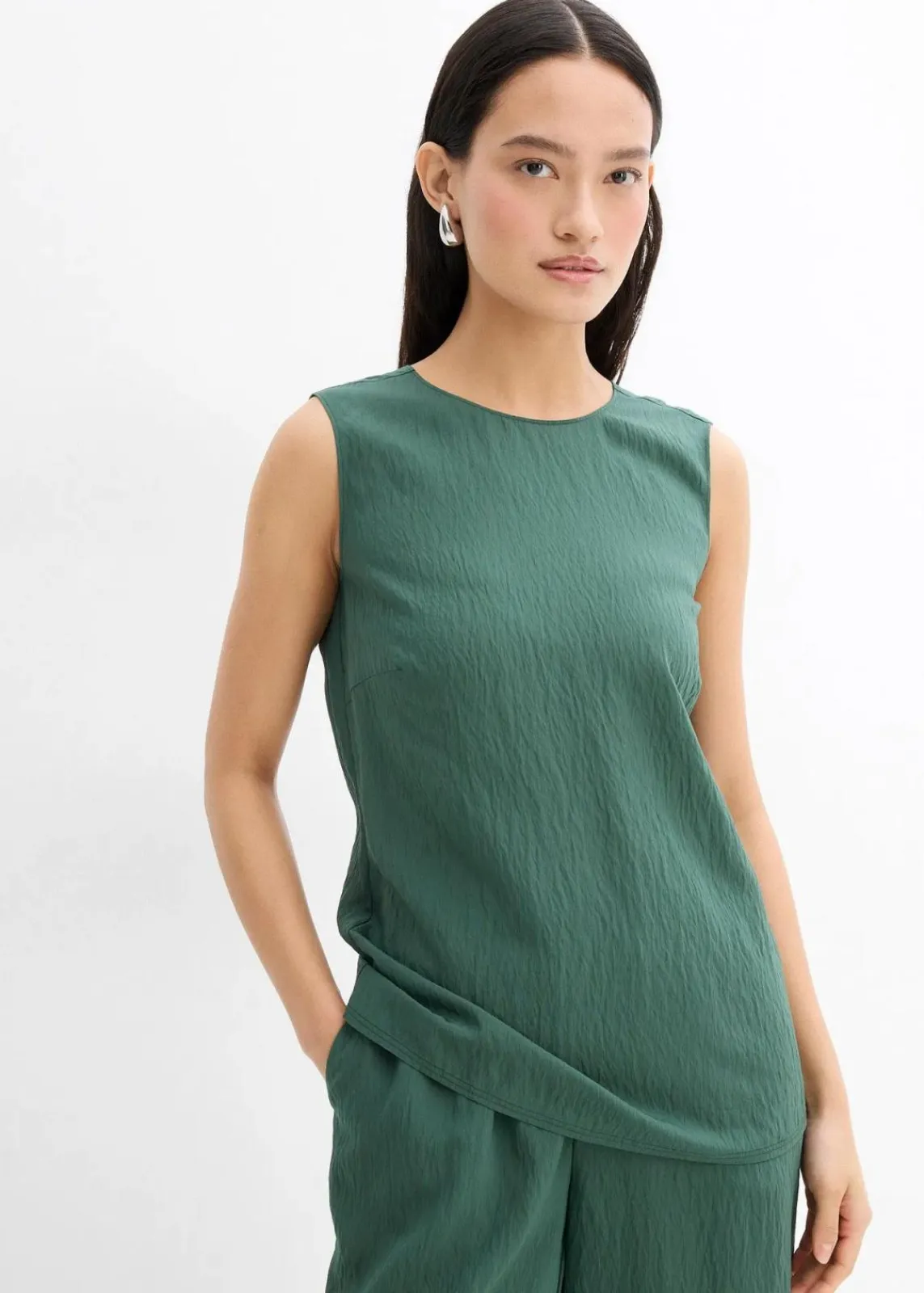 bonprix Shirts & Tops|Blusen & Tuniken^Blusentop aus Crinkle-Viskose-Mix schattengrün