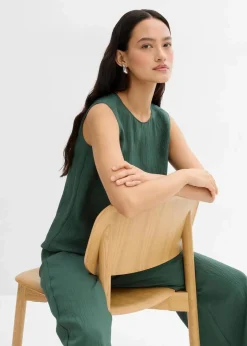 bonprix Shirts & Tops|Blusen & Tuniken^Blusentop aus Crinkle-Viskose-Mix schattengrün