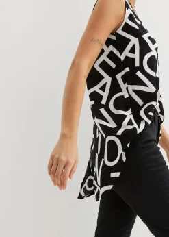 bonprix Blusen & Tuniken|Shirts & Tops^Blusentop aus fließender Viskose weiß/schwarz graphisch bedruckt