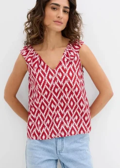 bonprix Bekleidung·Jacken & Mäntel|Blusen & Tuniken^Blusentop aus fließender Viskose rot/weiß/rauchrose/rot bedruckt
