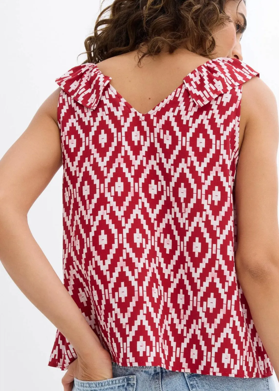 bonprix Bekleidung·Jacken & Mäntel|Blusen & Tuniken^Blusentop aus fließender Viskose rot/weiß/rauchrose/rot bedruckt