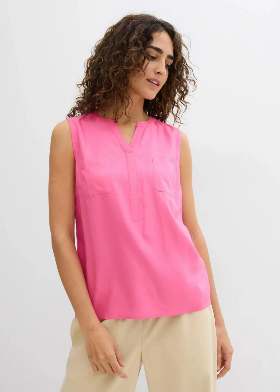 bonprix Bekleidung·Jacken & Mäntel|Blusen & Tuniken^Blusentop aus fließender Viskose pink