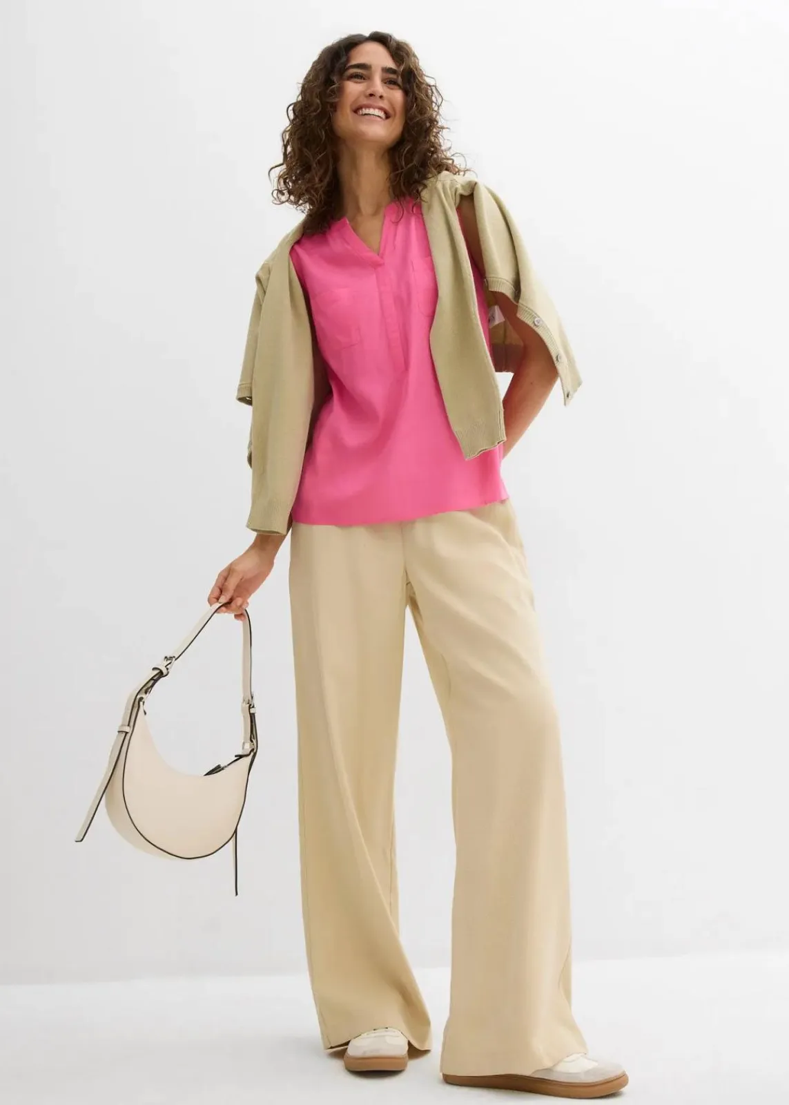 bonprix Bekleidung·Jacken & Mäntel|Blusen & Tuniken^Blusentop aus fließender Viskose pink