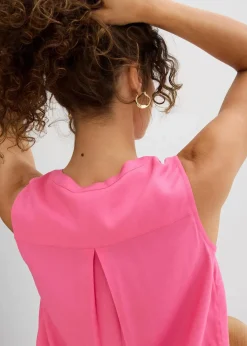 bonprix Bekleidung·Jacken & Mäntel|Blusen & Tuniken^Blusentop aus fließender Viskose pink