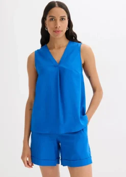 bonprix Shirts & Tops|Blusen & Tuniken^Blusentop aus luftigem Leinen-Mix arktikblau