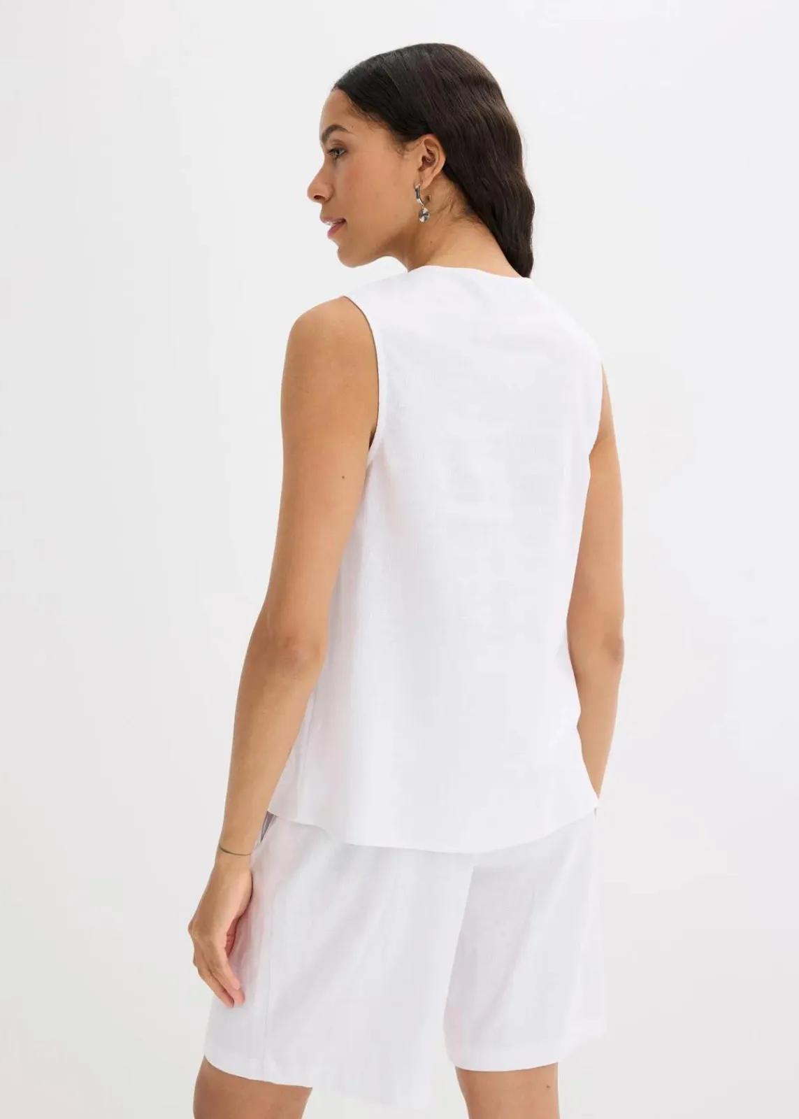 bonprix Bekleidung·Jacken & Mäntel|Blusen & Tuniken^Blusentop aus luftigem Leinen-Mix weiß