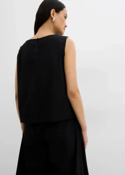 bonprix Zweiteiler & Sets|Blusen & Tuniken^Blusentop aus reiner Baumwolle schwarz