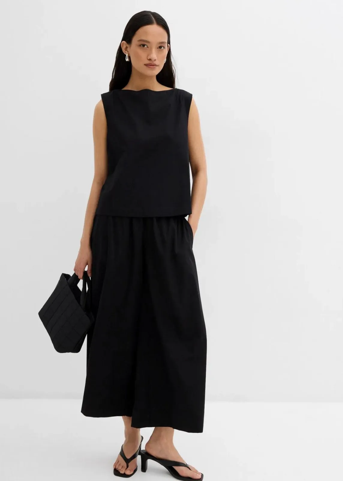bonprix Zweiteiler & Sets|Blusen & Tuniken^Blusentop aus reiner Baumwolle schwarz