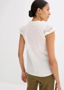 bonprix Blusen & Tuniken|Shirts & Tops^Blusentop aus reiner Baumwolle wollweiß