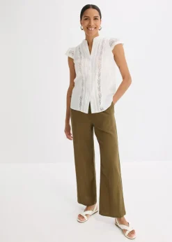 bonprix Blusen & Tuniken|Shirts & Tops^Blusentop aus reiner Baumwolle wollweiß