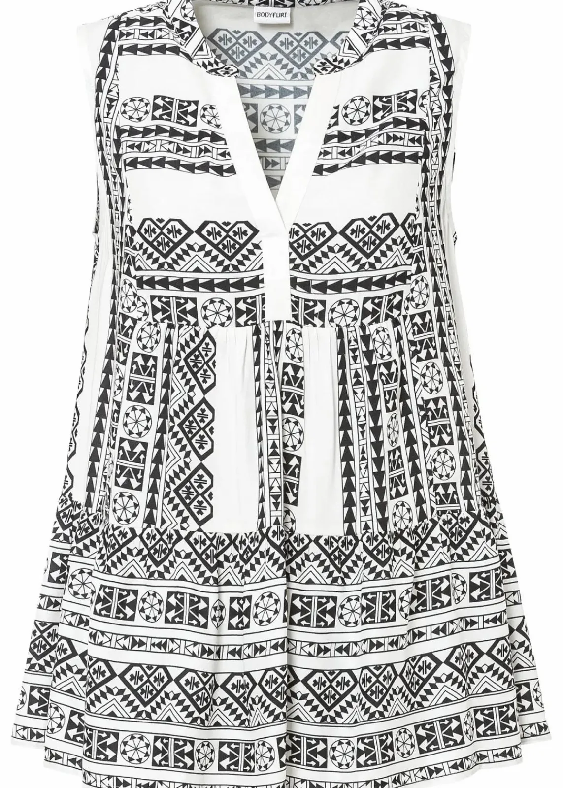bonprix Blusen & Tuniken|Shirts & Tops^Blusentop aus softer Viskose schwarz/wollweiß bedruckt