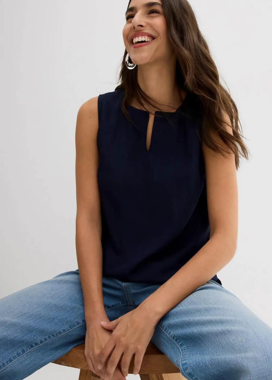bonprix Shirts & Tops|Blusen & Tuniken^Blusentop aus weicher Viskose dunkelblau