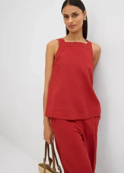 bonprix Shirts & Tops|Blusen & Tuniken^Blusentop mit Bindedetail hinten aus Viskose-Mix karminrot