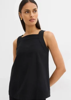 bonprix Bekleidung·Jacken & Mäntel|Blusen & Tuniken^Blusentop mit Bindedetail hinten aus Viskose-Mix schwarz