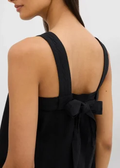 bonprix Bekleidung·Jacken & Mäntel|Blusen & Tuniken^Blusentop mit Bindedetail hinten aus Viskose-Mix schwarz