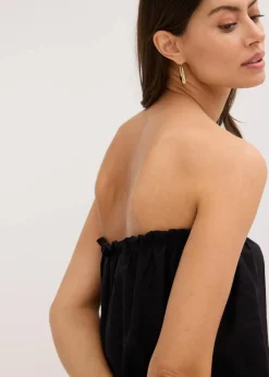 bonprix Shirts & Tops|Blusen & Tuniken^Blusentop mit Leinenanteil schwarz