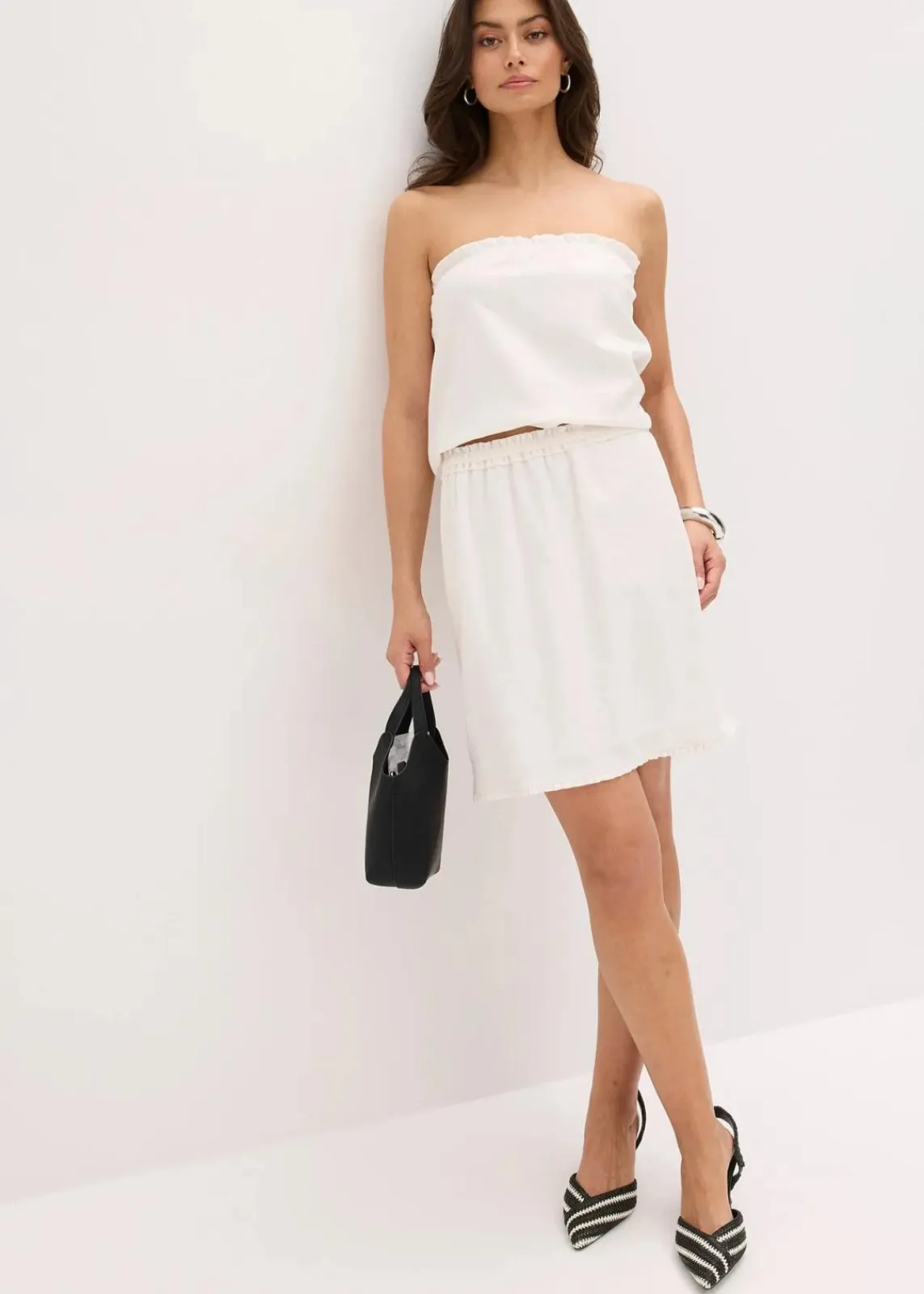 bonprix Blusen & Tuniken|Shirts & Tops^Blusentop mit Leinenanteil wollweiß