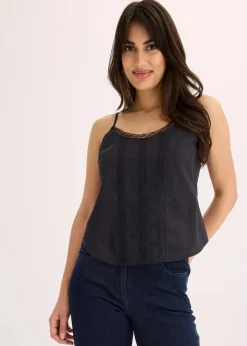 bonprix Shirts & Tops|Blusen & Tuniken^Blusentop mit Lochstickerei aus reiner Baumwolle schwarz