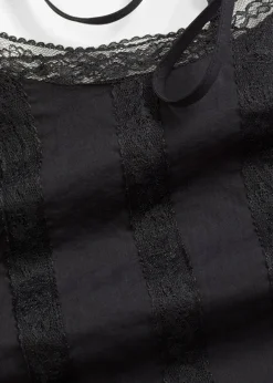 bonprix Shirts & Tops|Blusen & Tuniken^Blusentop mit Lochstickerei aus reiner Baumwolle schwarz