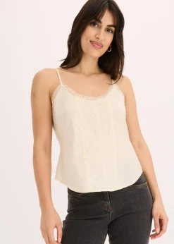 bonprix Blusen & Tuniken|Shirts & Tops^Blusentop mit Lochstickerei aus reiner Baumwolle natur