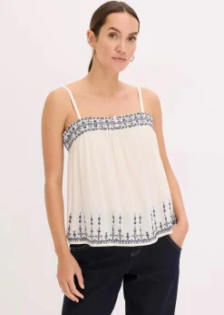 bonprix Shirts & Tops^Blusentop mit Stickerei natur/dunkelblau