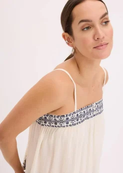 bonprix Shirts & Tops^Blusentop mit Stickerei natur/dunkelblau