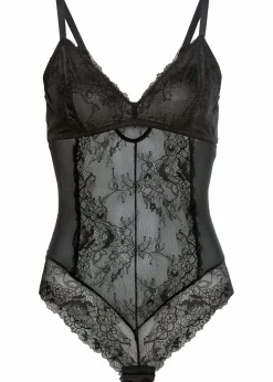 bonprix Wäsche·Bodies|Wäsche·Dessous^Body aus Spitze mit recyceltem Polyamid schwarz