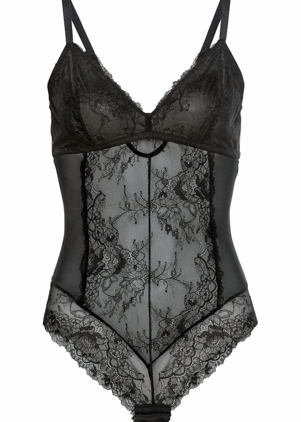 bonprix Wäsche·Bodies|Wäsche·Dessous^Body aus Spitze mit recyceltem Polyamid schwarz
