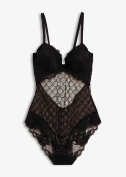 bonprix Bodies|Dessous^Body mit zierendem Mesh schwarz