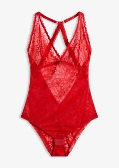 bonprix Wäsche·Bodies|Wäsche·Dessous^Body ohne Bügel aus zarter Spitze tiefrot