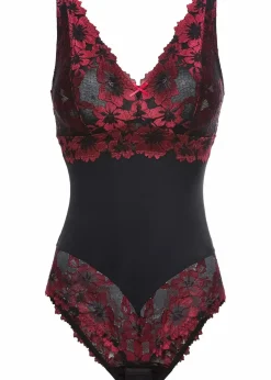 bonprix Wäsche·Bodies|Wäsche·Dessous^Body ohne Bügel mit floraler Spitze schwarz/dunkelrot