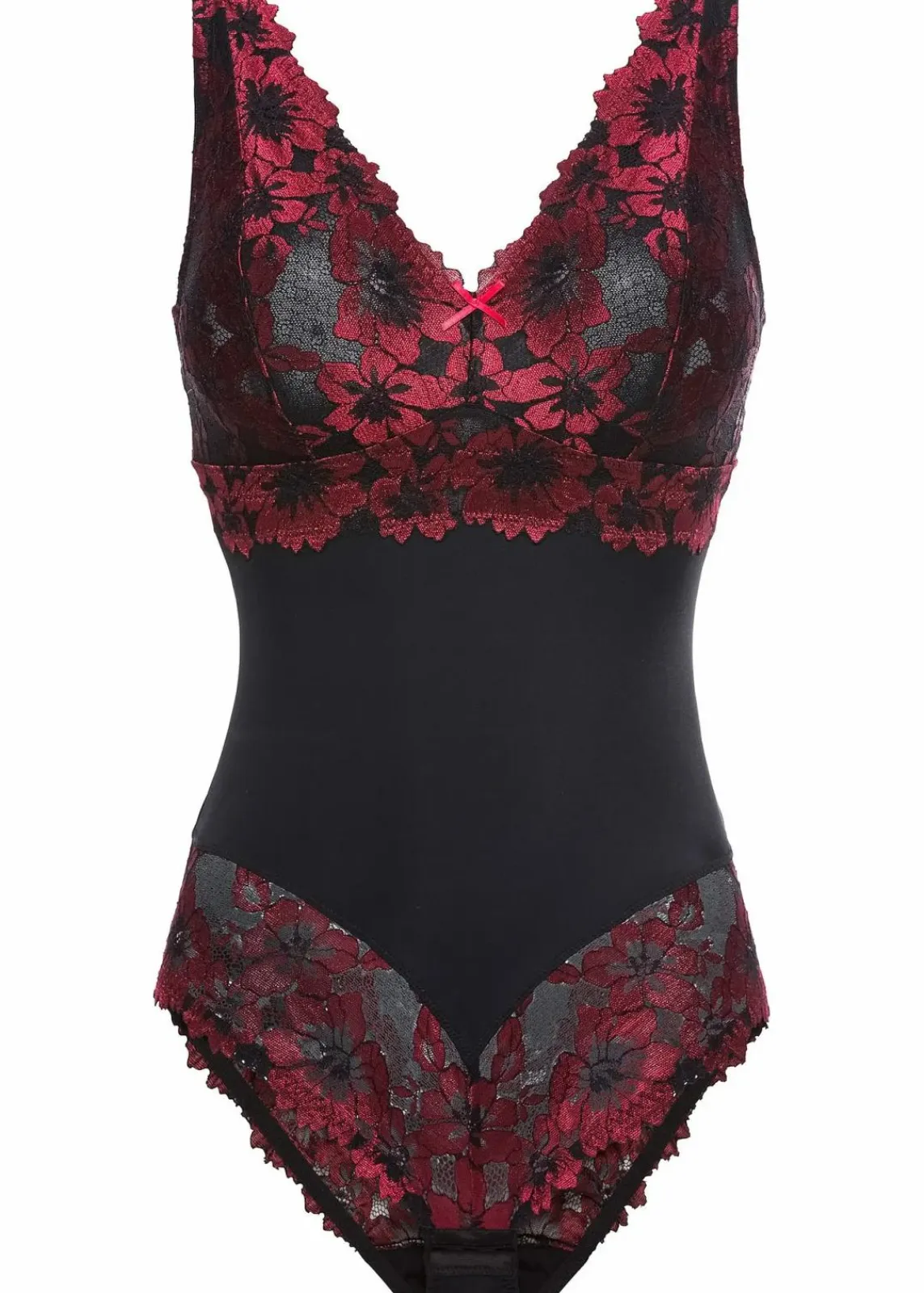 bonprix Wäsche·Bodies|Wäsche·Dessous^Body ohne Bügel mit floraler Spitze schwarz/dunkelrot