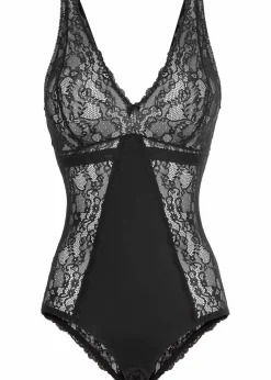 bonprix Wäsche·Bodies|Wäsche·Dessous^Body ohne Bügel mit zarter Spitze schwarz/puder