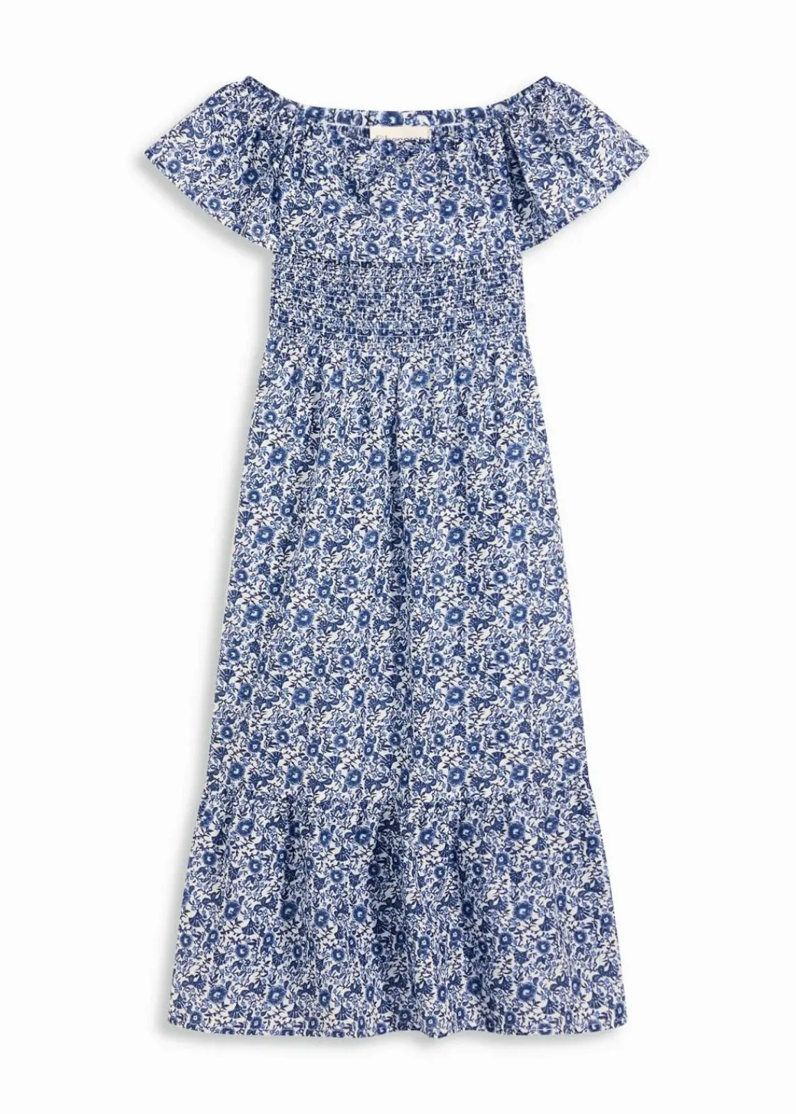 bonprix Kleider^Boho-Midikleid mit Carmenausschnitt aus leichter Baumwolle blau bedruckt