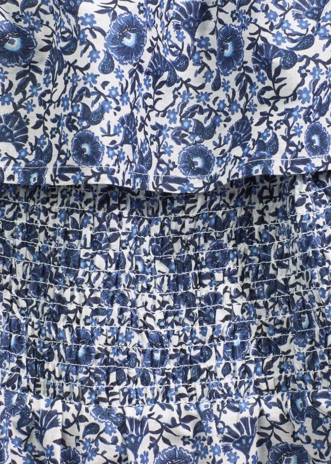 bonprix Kleider^Boho-Midikleid mit Carmenausschnitt aus leichter Baumwolle blau bedruckt